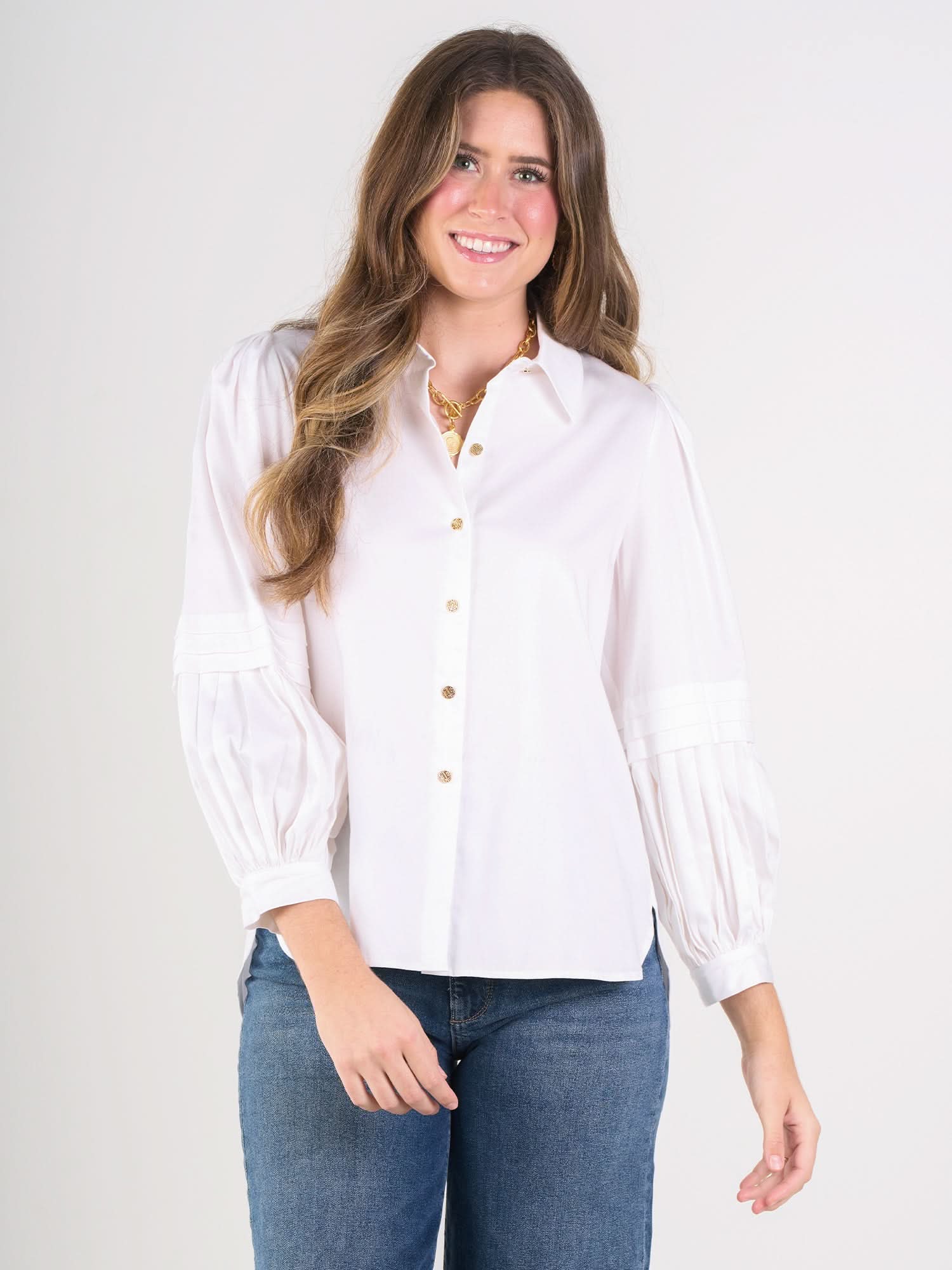 Oxford Blouse in White Cotton Poplin X-SMALL Oxford Blouse in White Cotton Poplin X-SMALL