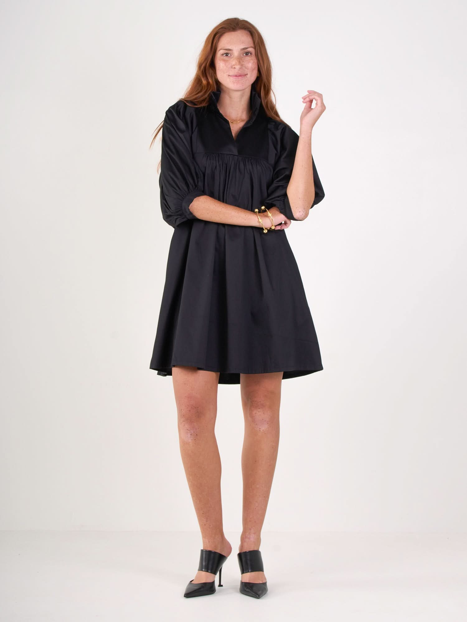Stella Dress in Black Cotton Poplin Xs Stella Dress in Black Cotton Poplin Xs