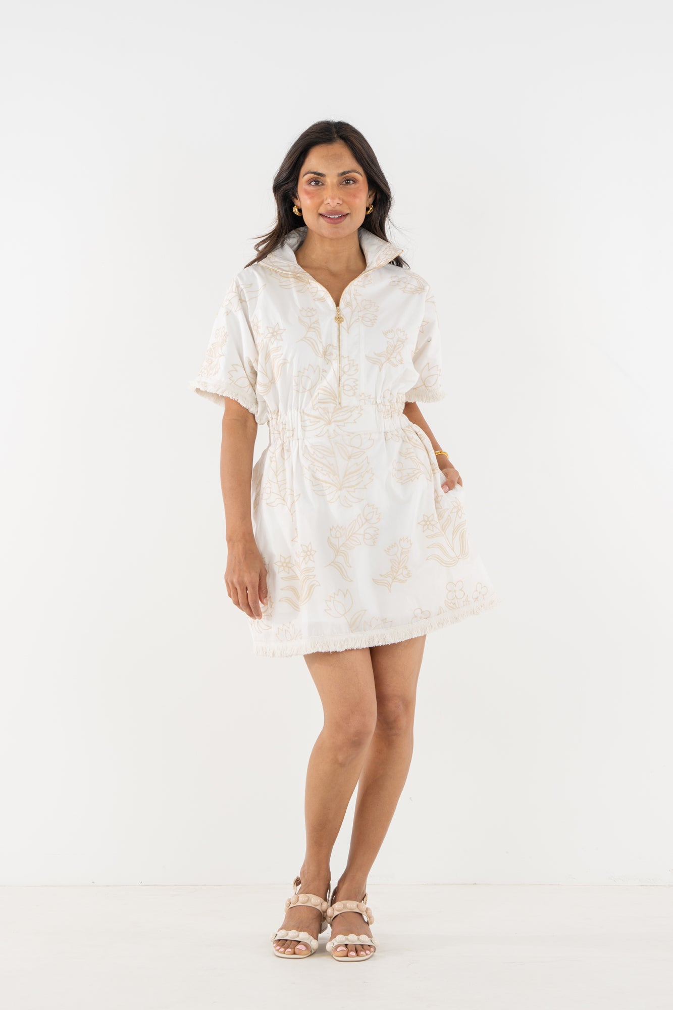 Pullover Dress in Blanc Petals – Emily McCarthy