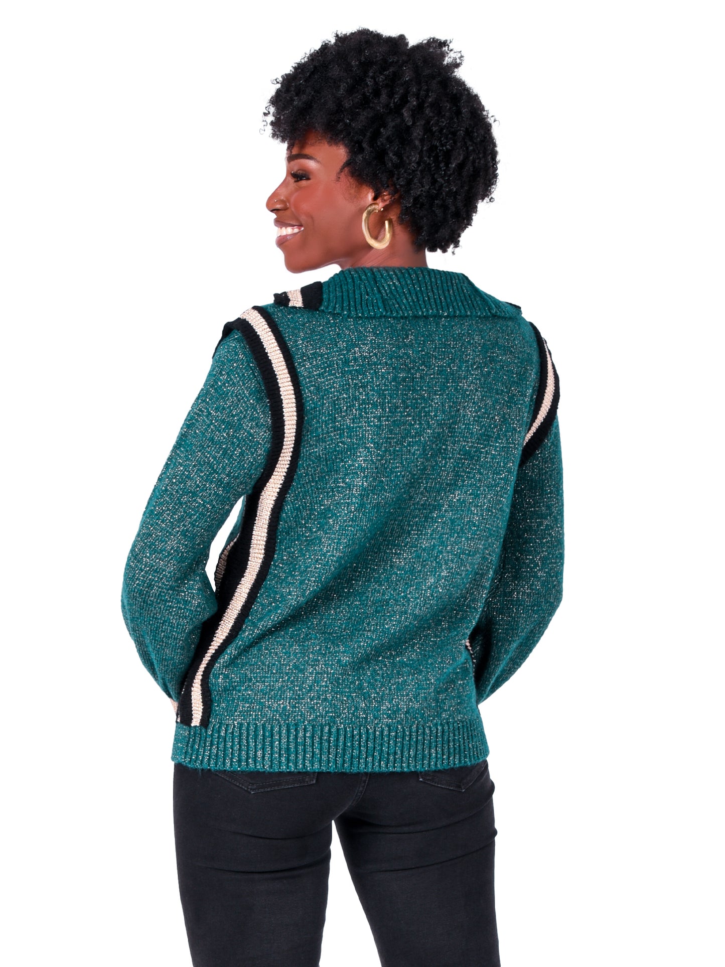 Poppy Pullover Sweater - Metallic Green