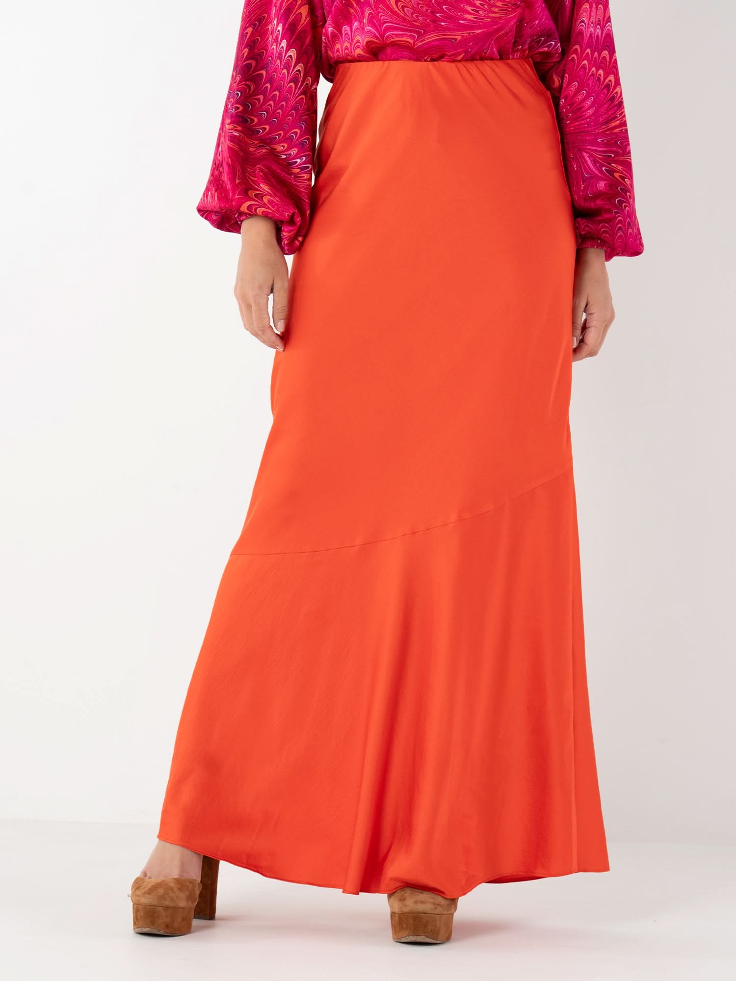 Bias Skirt in Tangerine – Emily McCarthy