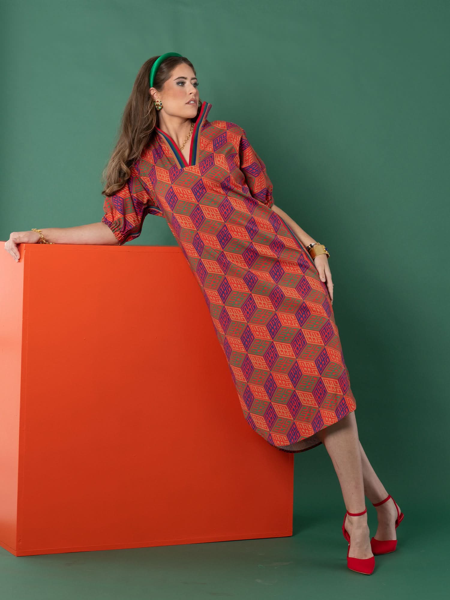 slim fit dress slacks Poppy Caftan in Vintage Monogram S