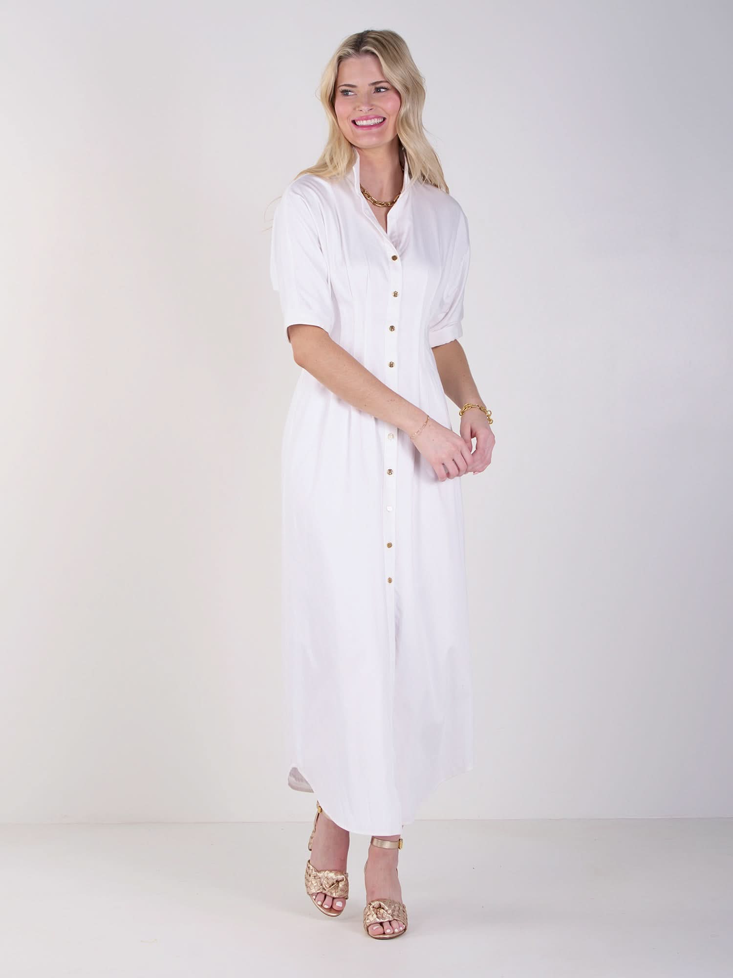 Emily McCarthy Georgia Dress White Cotton Poplin XL Emily McCarthy Georgia Dress White Cotton Poplin XL