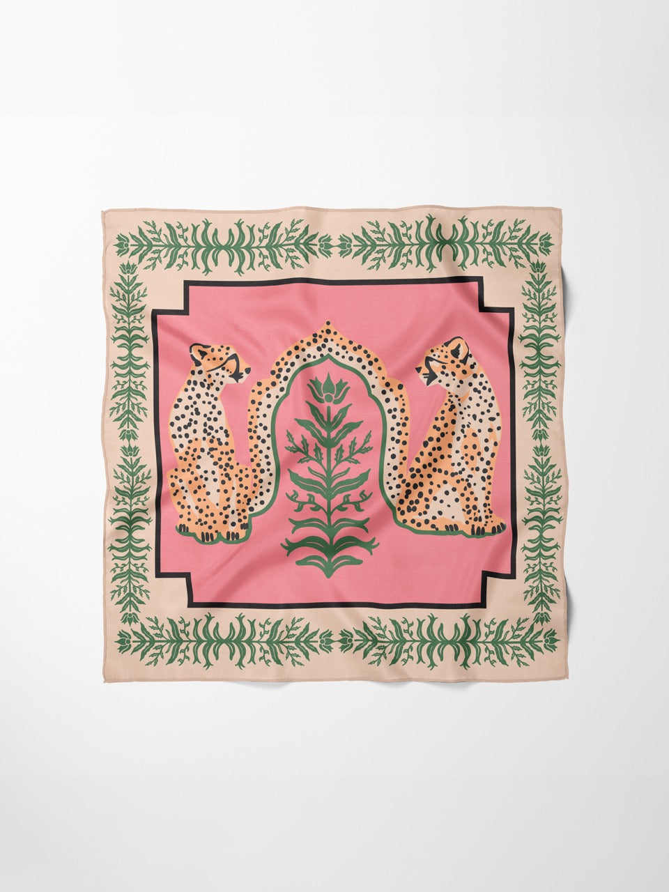 Hand-Stitched Silk Scarf in Cabana Cat – Emily McCarthy display picture 1