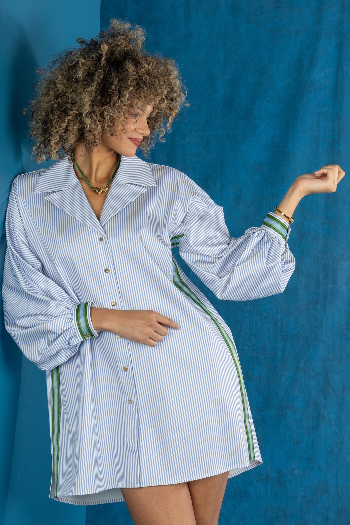 Iris Oxford Dress in Grapemist Stripe Iris Oxford Dress in Grapemist Stripe