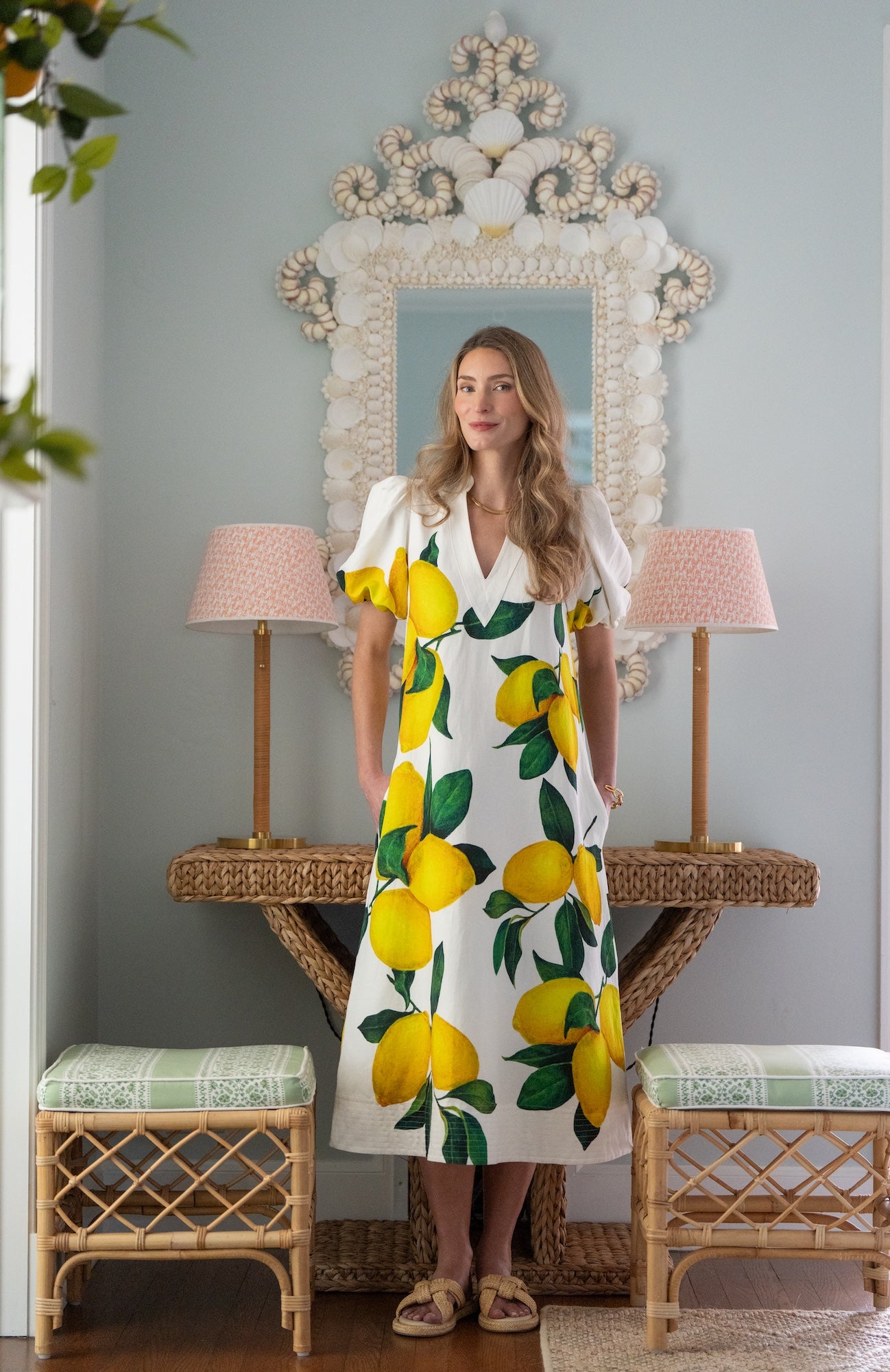 lemon print dress Emily McCarthy Hampton Dress White / L