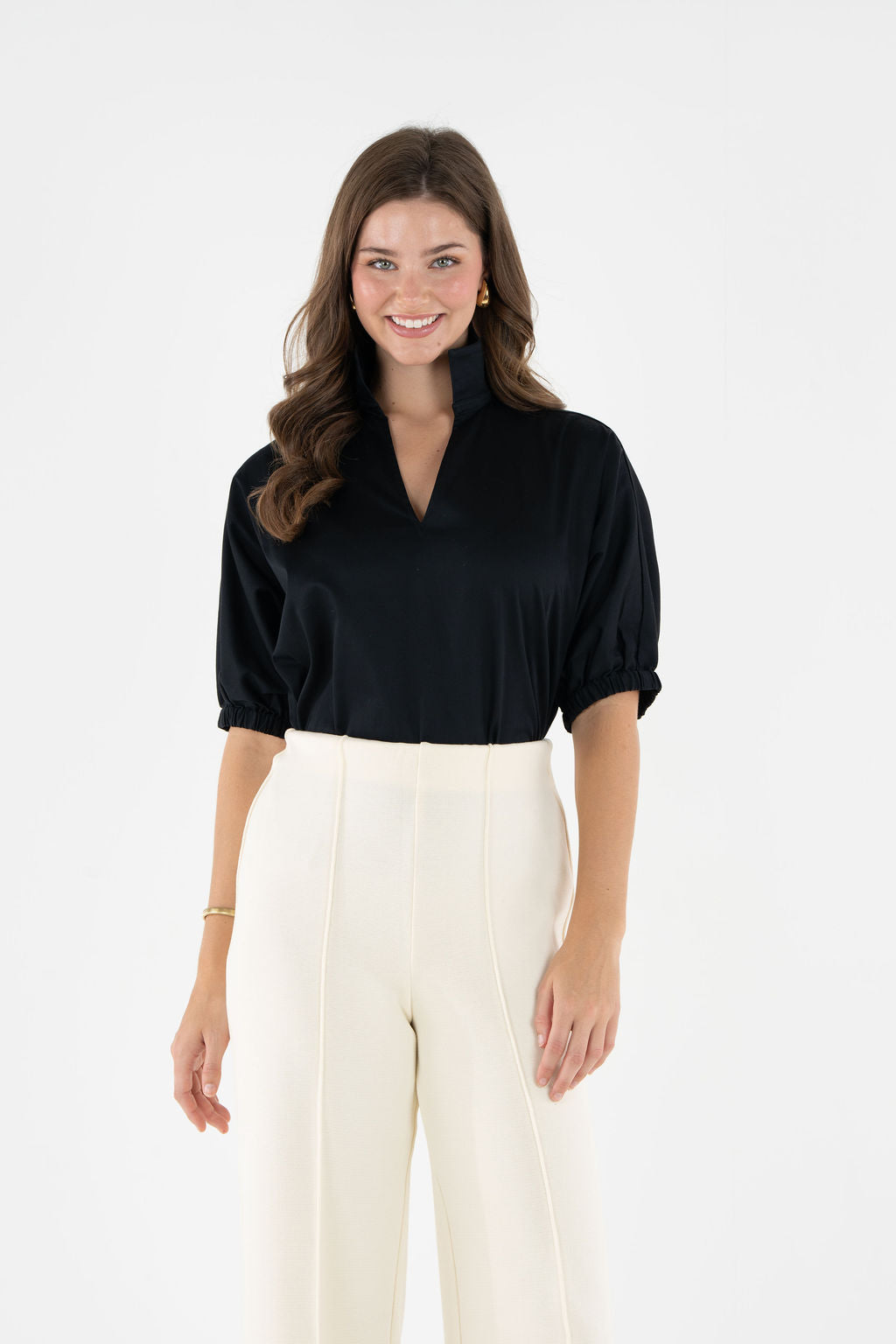 Poppy Top in Black Cotton Poplin – Emily McCarthy