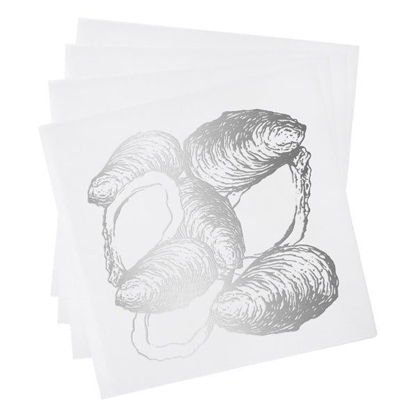 Oyster and White Initial Dinner Napkins Set of 4