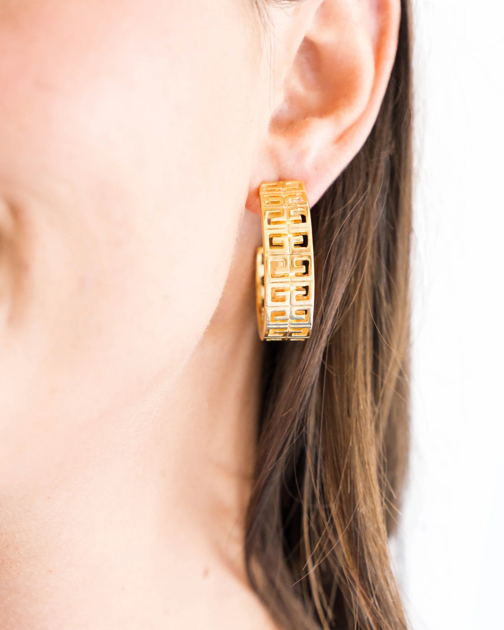 Greek Key Hoop Earring