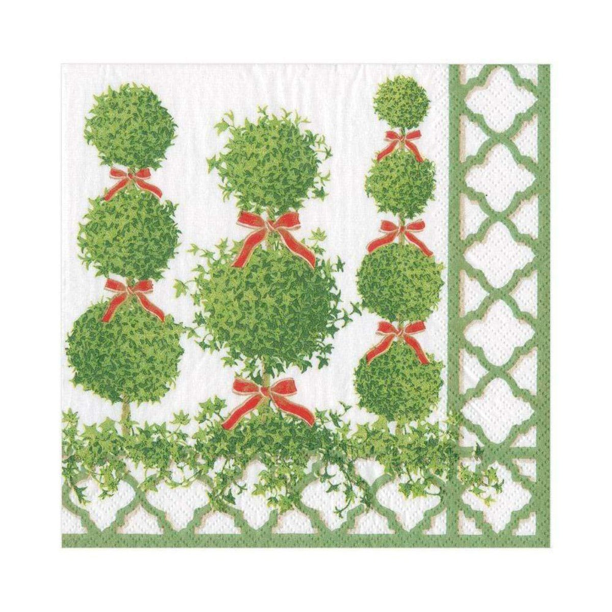 Topiaries with Green Border Luncheon Napkins