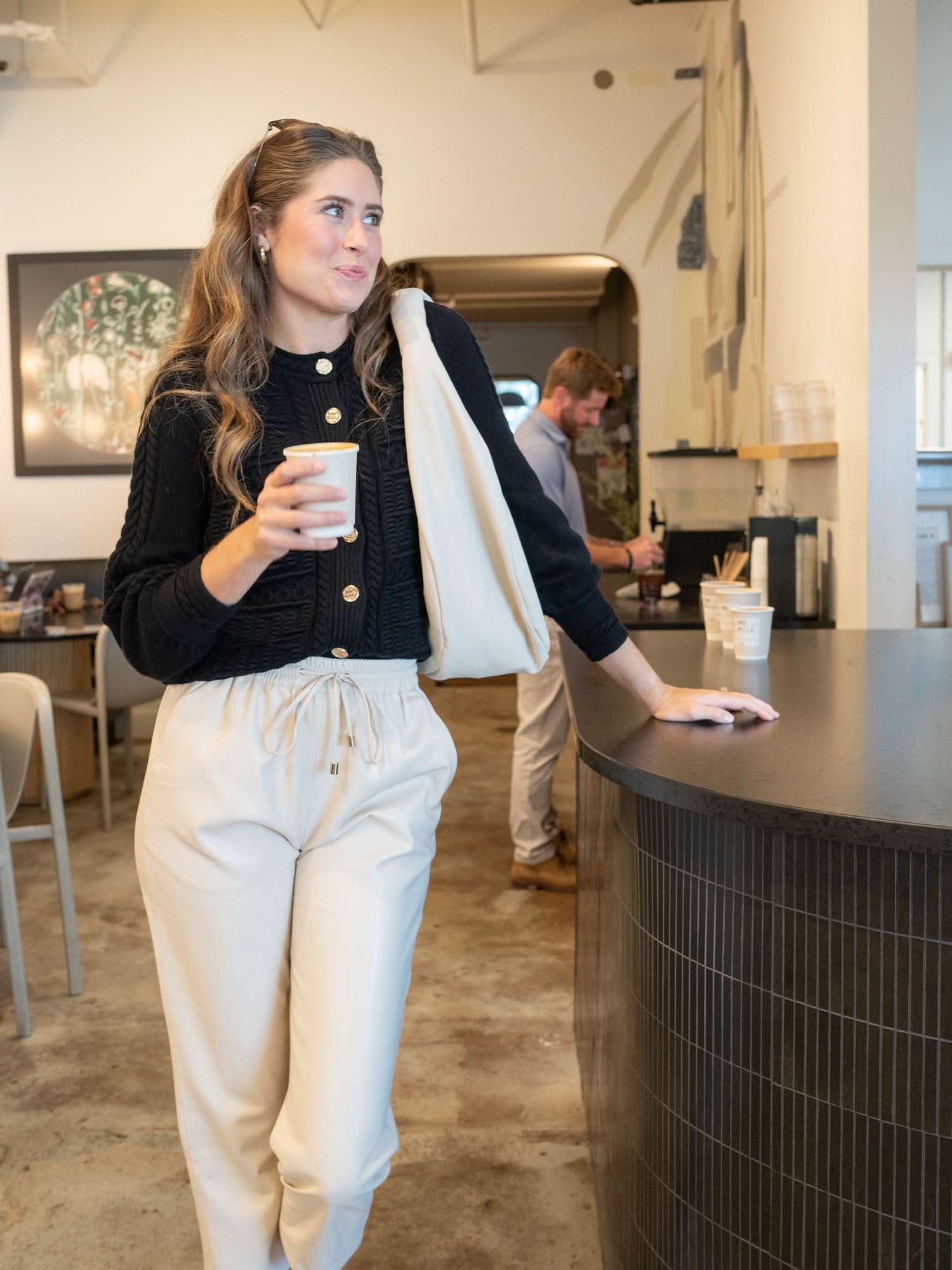 Chloe Cardigan in Midnight Monogram – Emily McCarthy