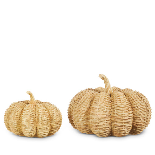 12" Basketweave Pumpkins - Set of 2