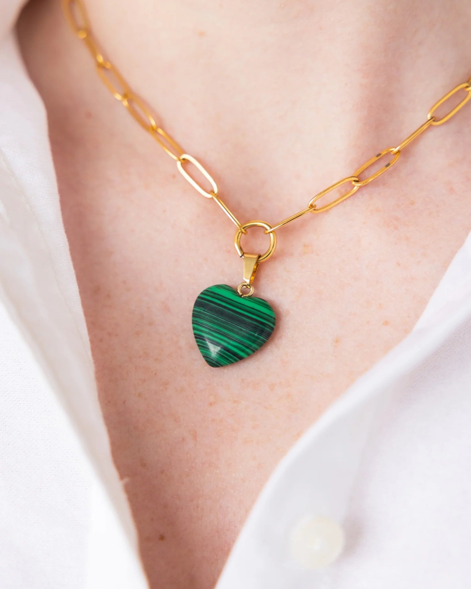 Audrey Heart Necklace -  Malachitge