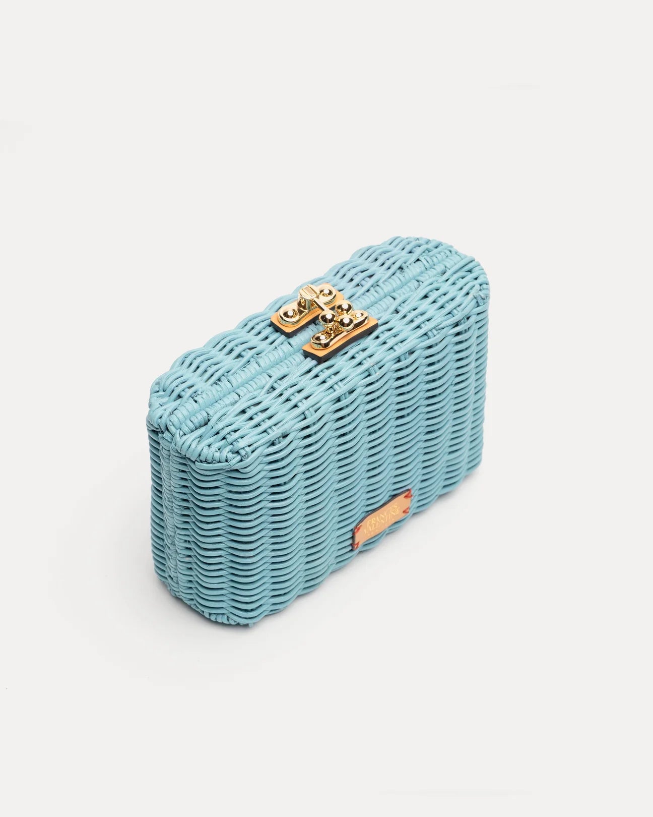 Paige Box Clutch Wicker - Light Blue