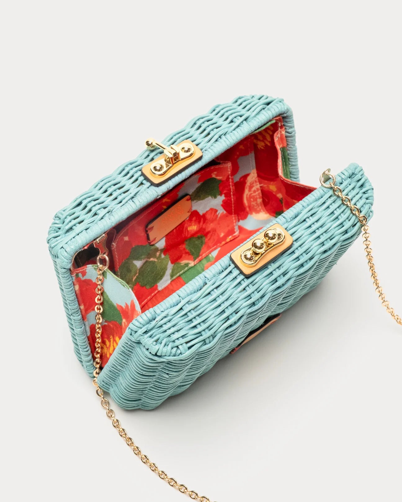 Paige Box Clutch Wicker - Light Blue