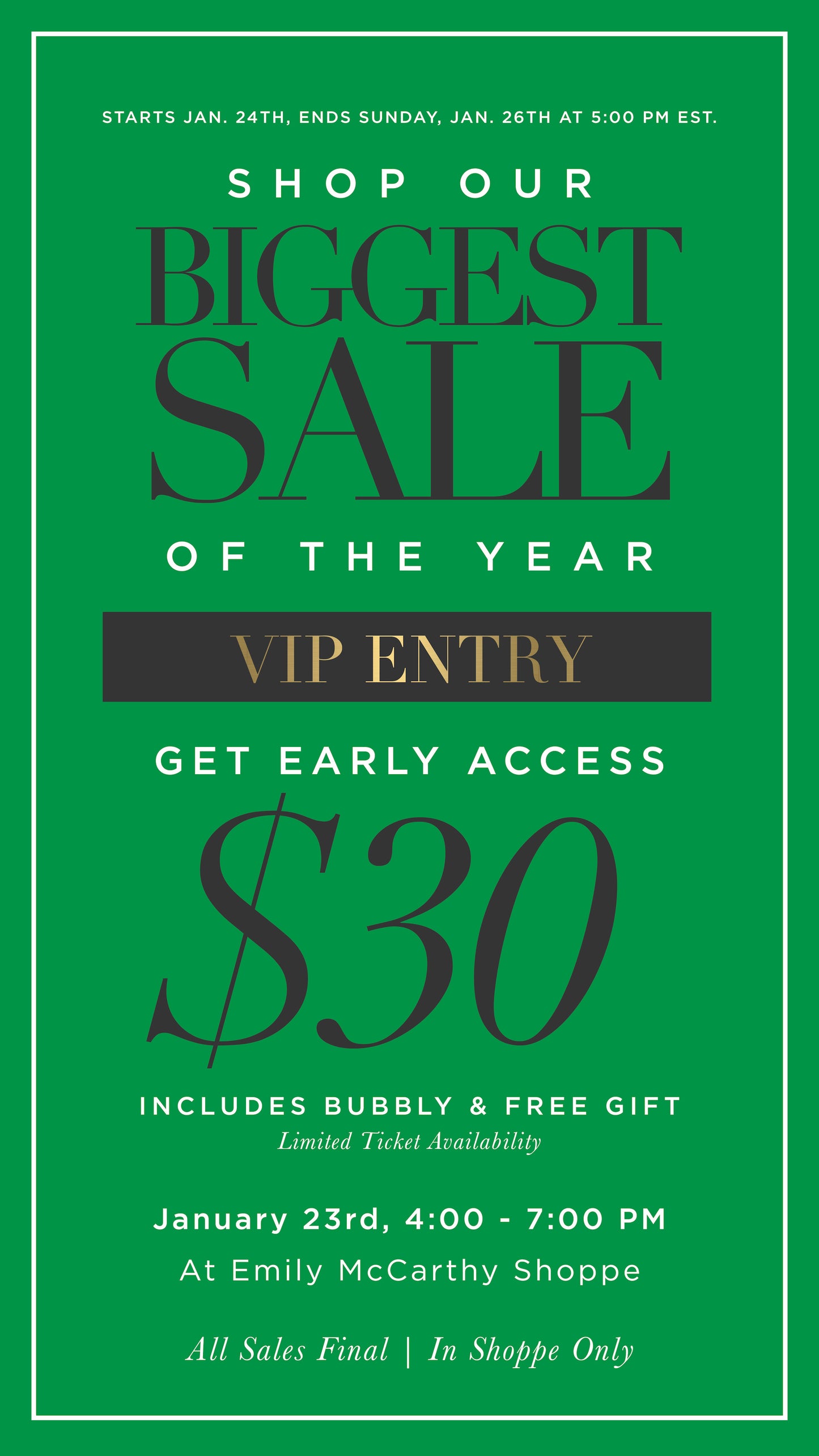 Warehouse Sale VIP Ticket