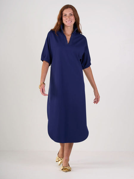 Poppy Caftan in Navy Ponte – Emily McCarthy