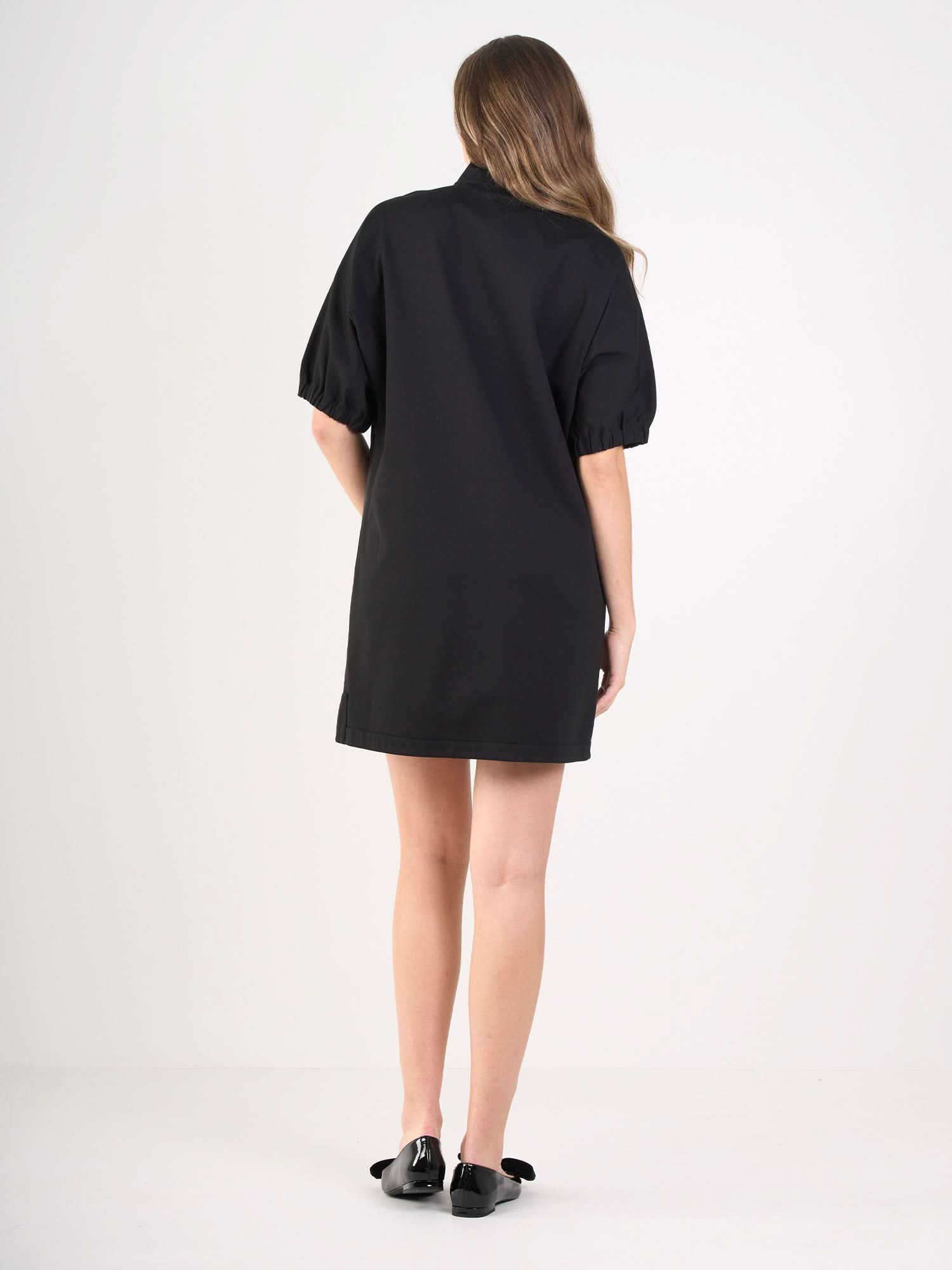 plain short black dress Simple Little Black Short Party Dress With Bow Neckline