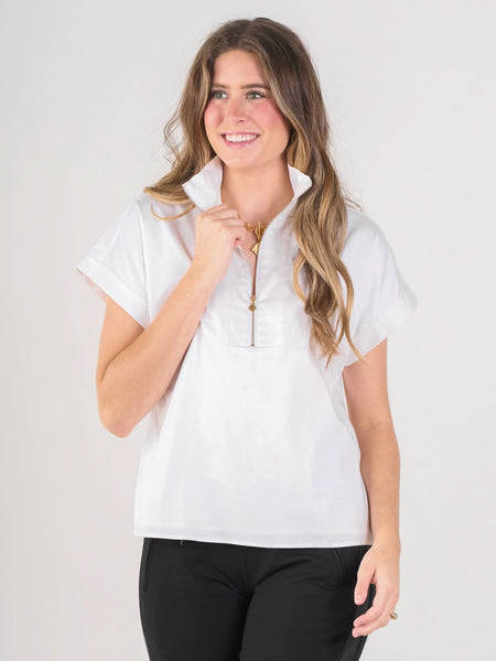 Poppy Pullover in White Cotton Poplin – Emily McCarthy