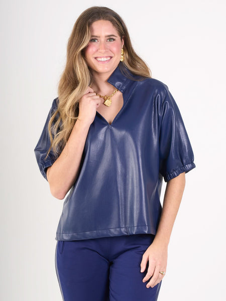 Poppy Top in Navy Vegan Leather – Emily McCarthy