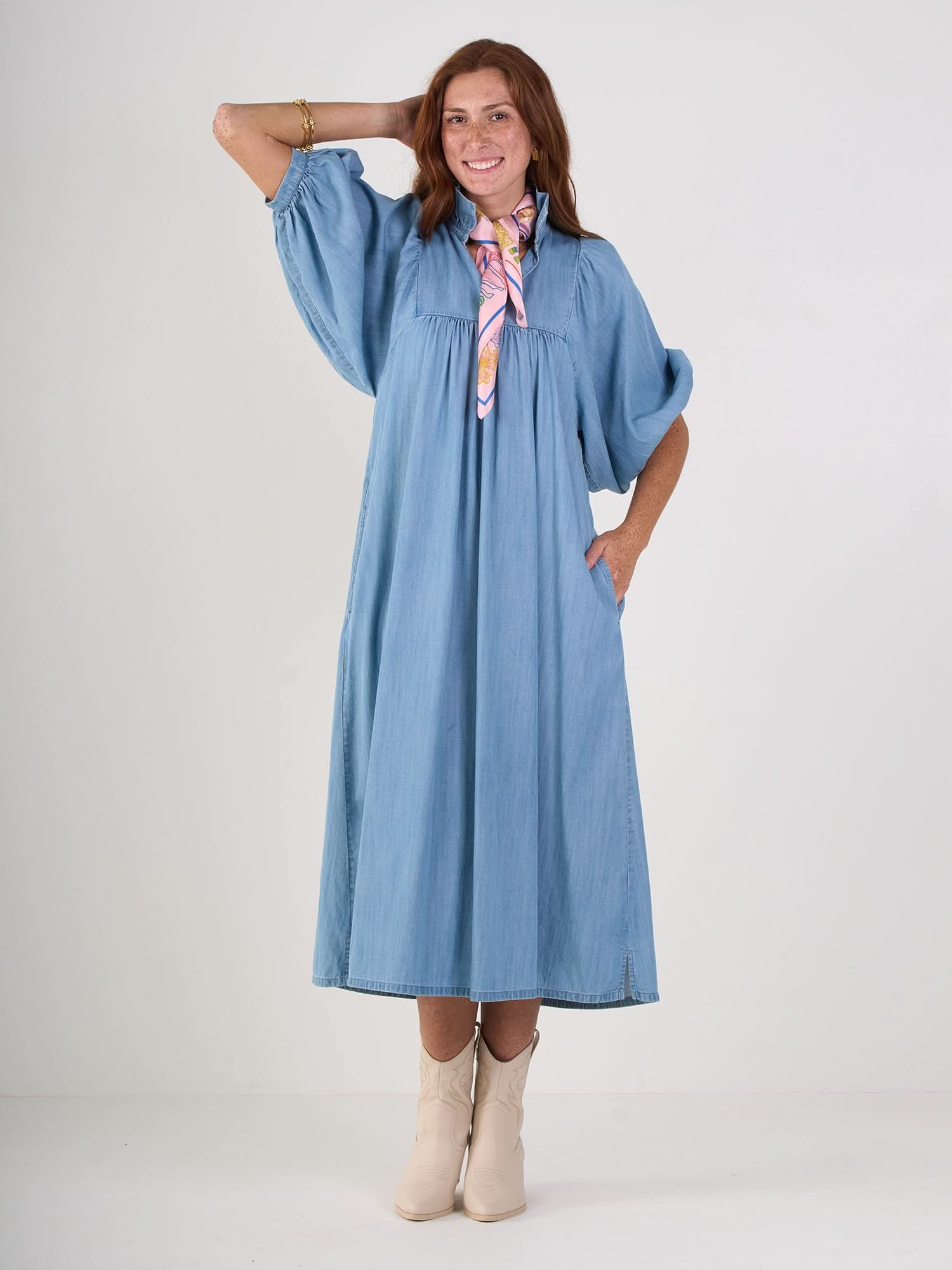 midi denim dress women Stella Midi in Denim L