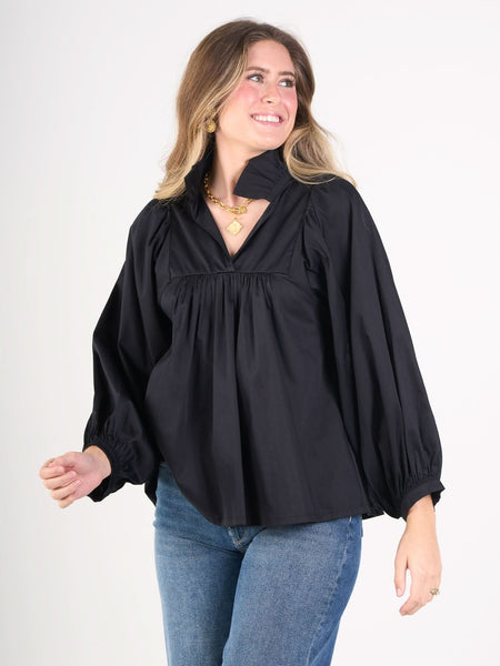 Stella Top in Black Cotton Poplin – Emily McCarthy