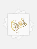 Cheers Cocktail Napkins - White & Gold