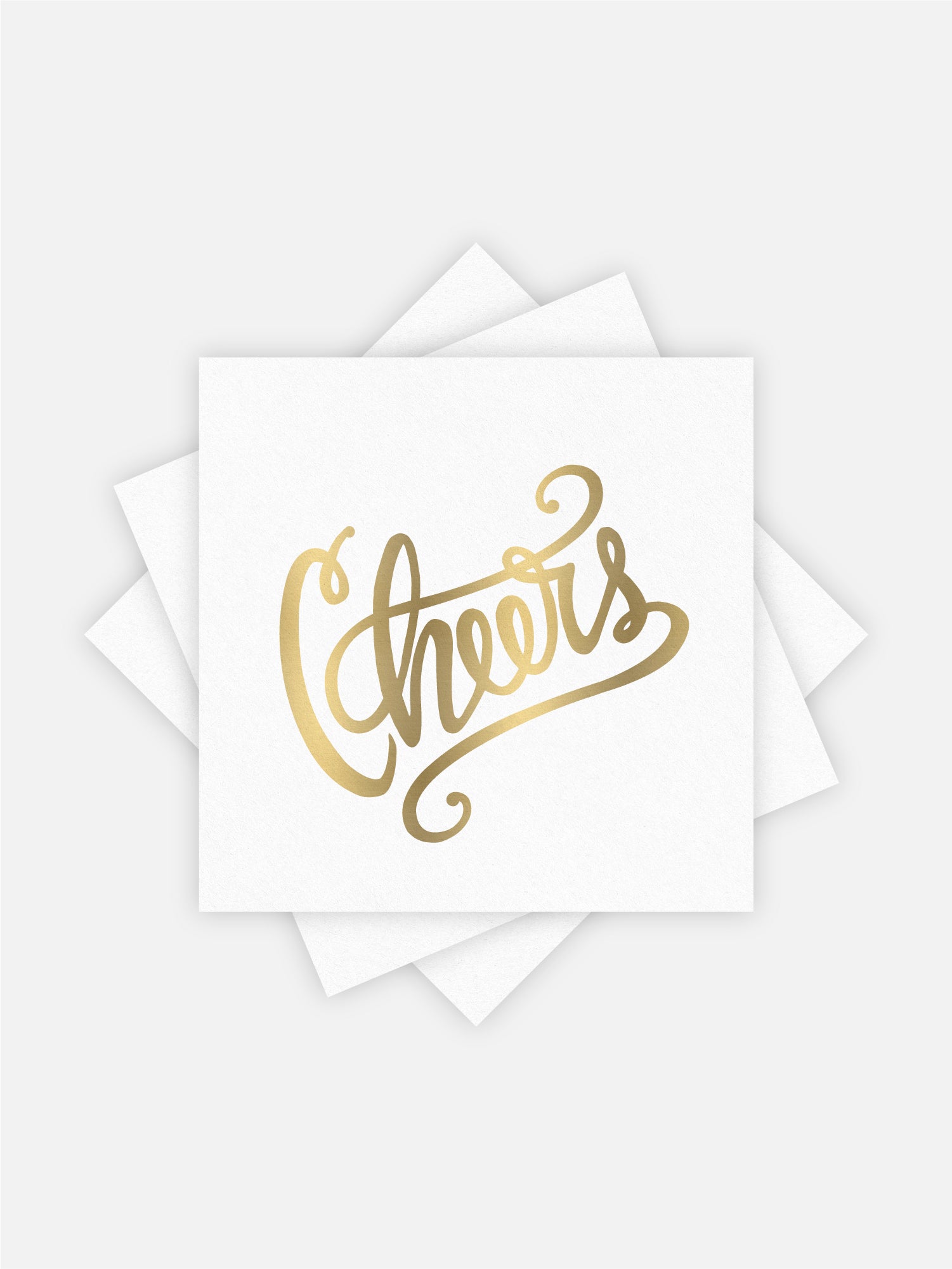 Cheers Cocktail Napkins - White & Gold