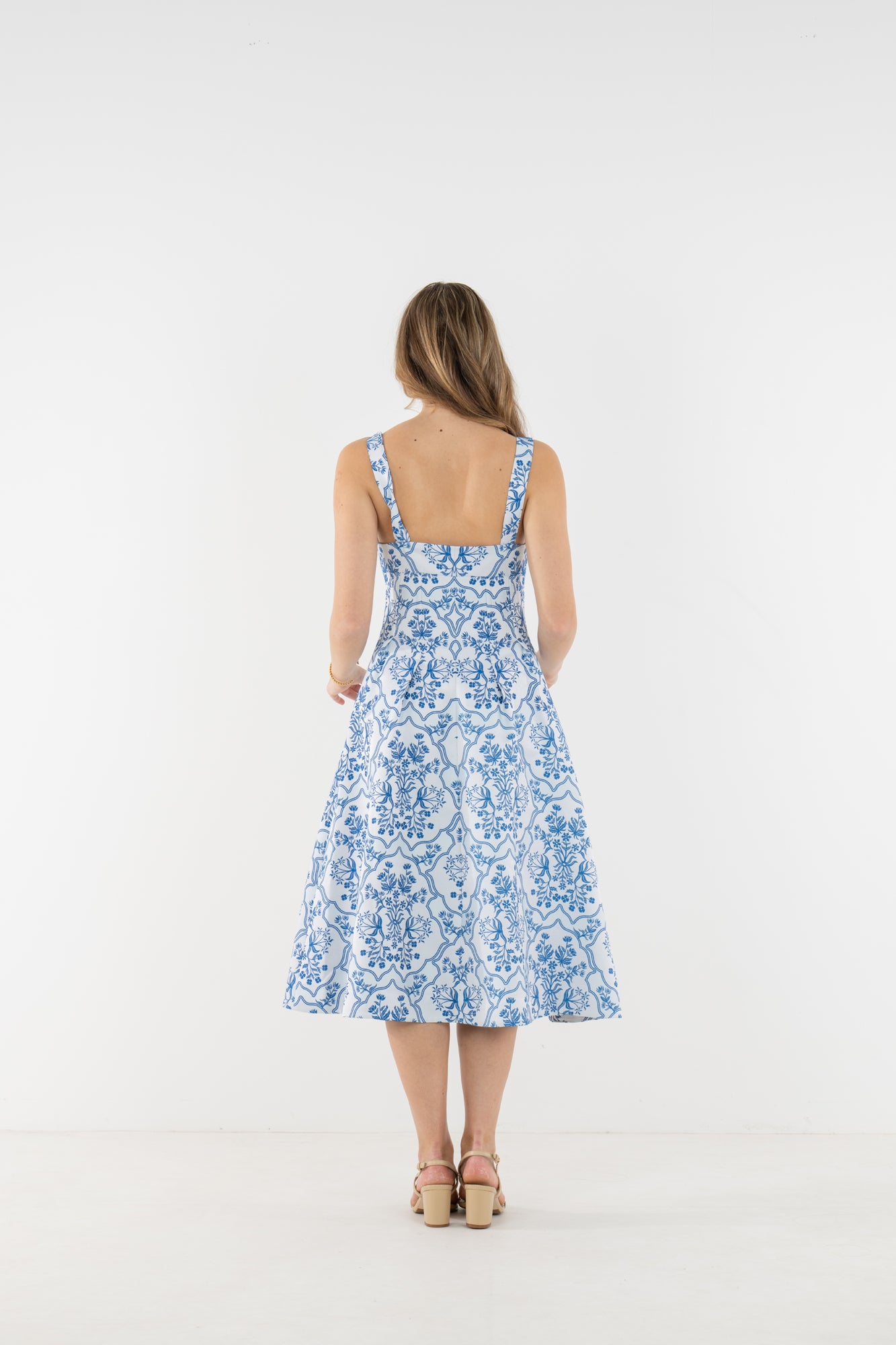 blue sunset tapestry sleeveless midi dress Blue Sunset Tapestry Sleeveless Midi Dress