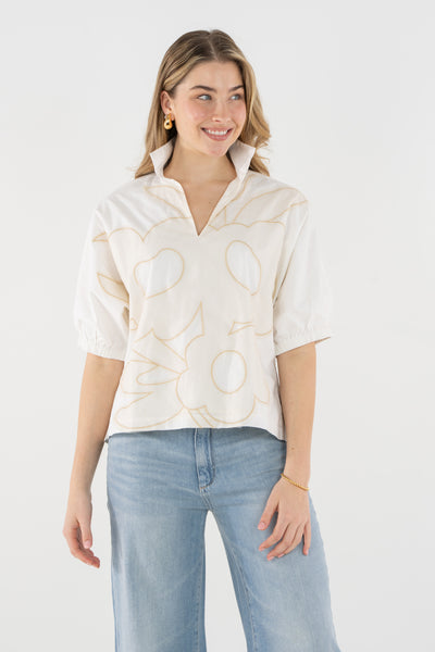 Poppy Top in Beige Bloom – Emily McCarthy