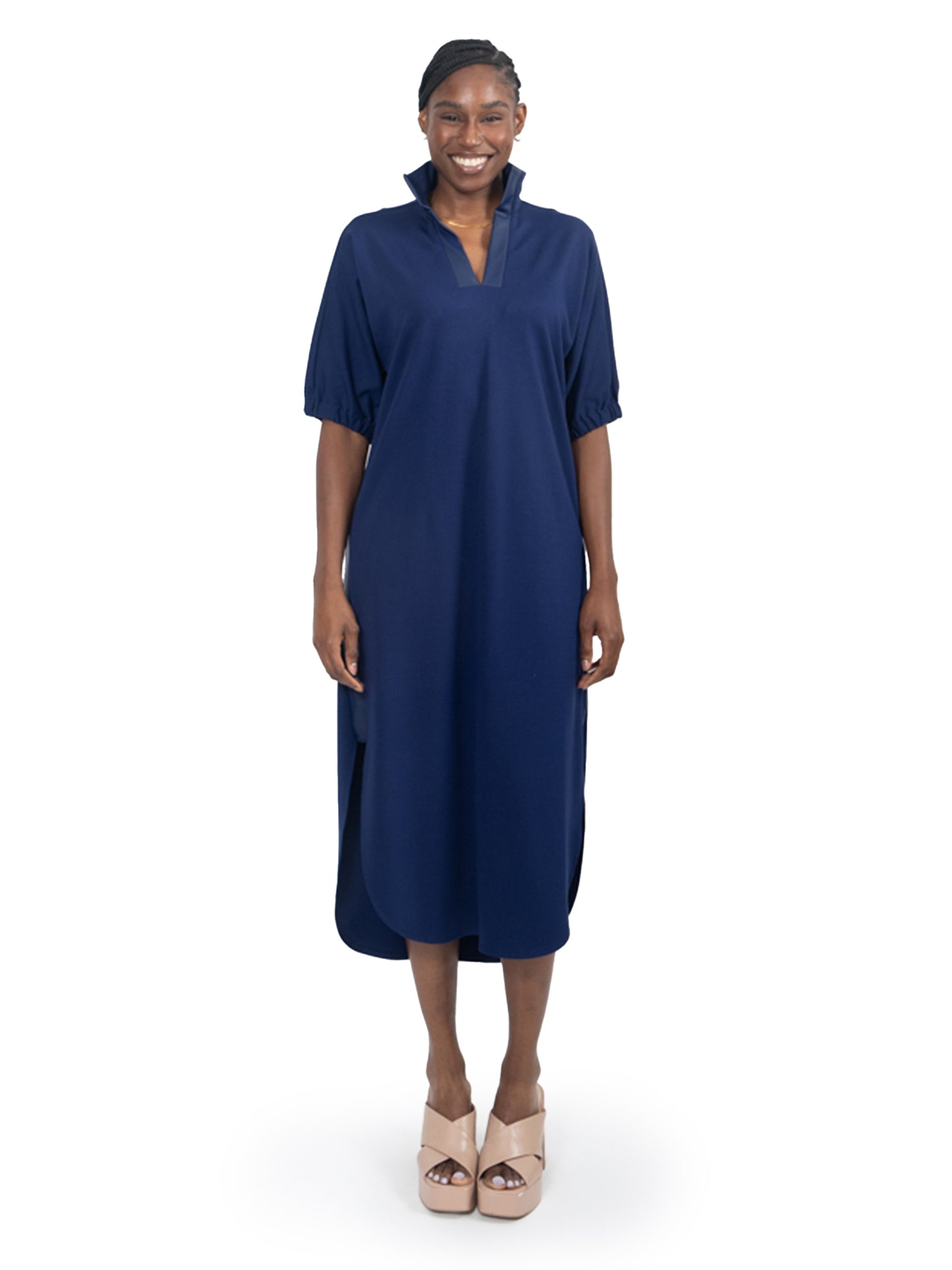 Poppy Caftan - Navy Ponte