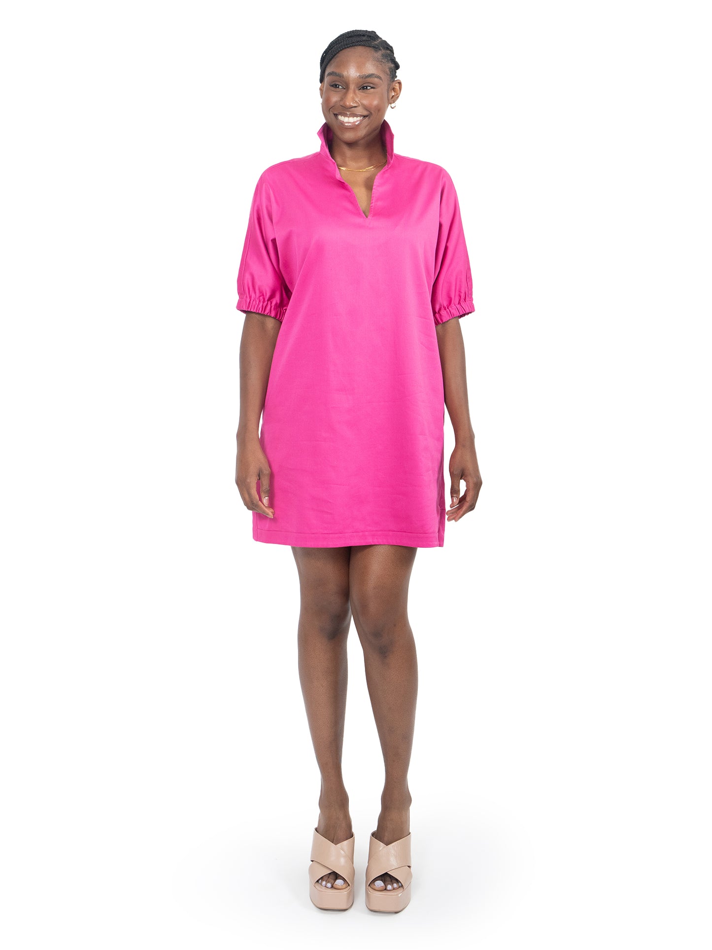 Poppy Dress - Fuchsia Fedora Cotton Poplin