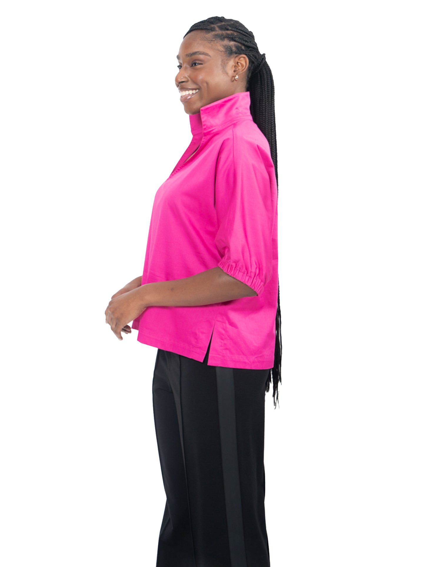 Poppy Top - Fuchsia Fedora Cotton Poplin