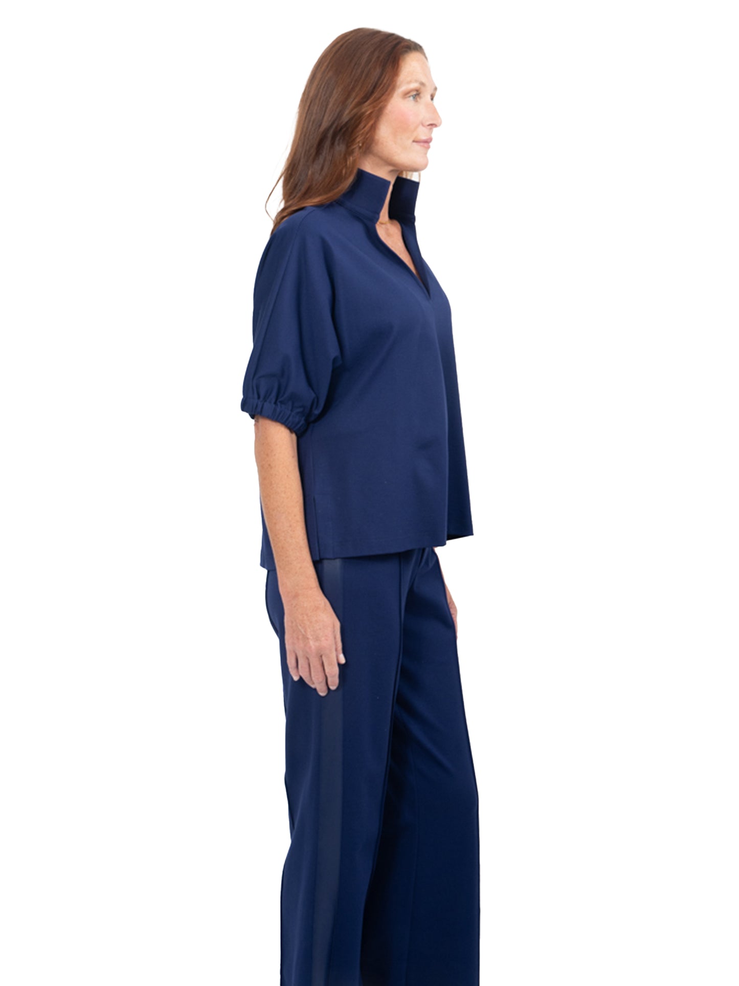 Poppy Top - Navy Ponte