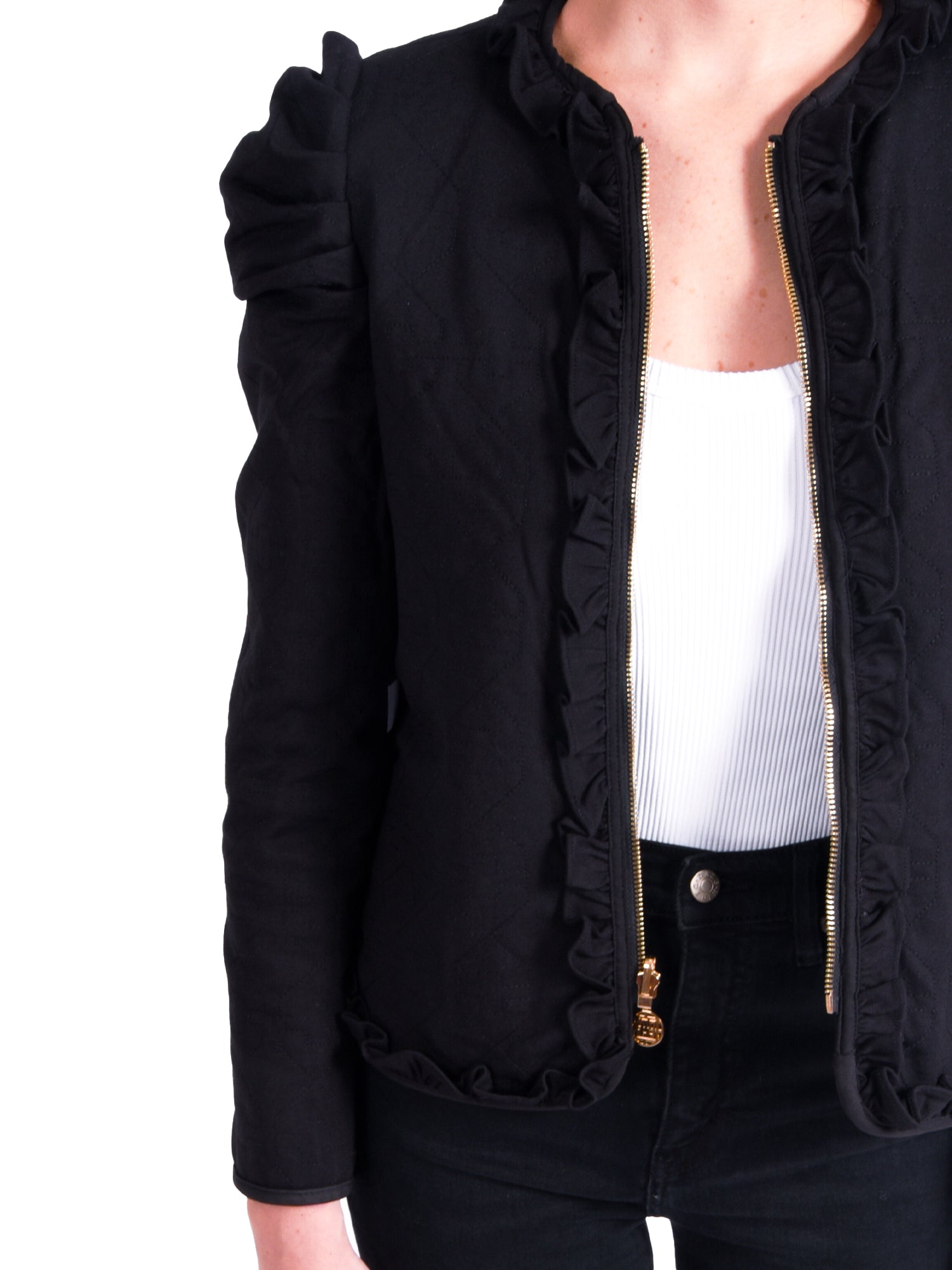 Cropped quilted sleeveless jacket