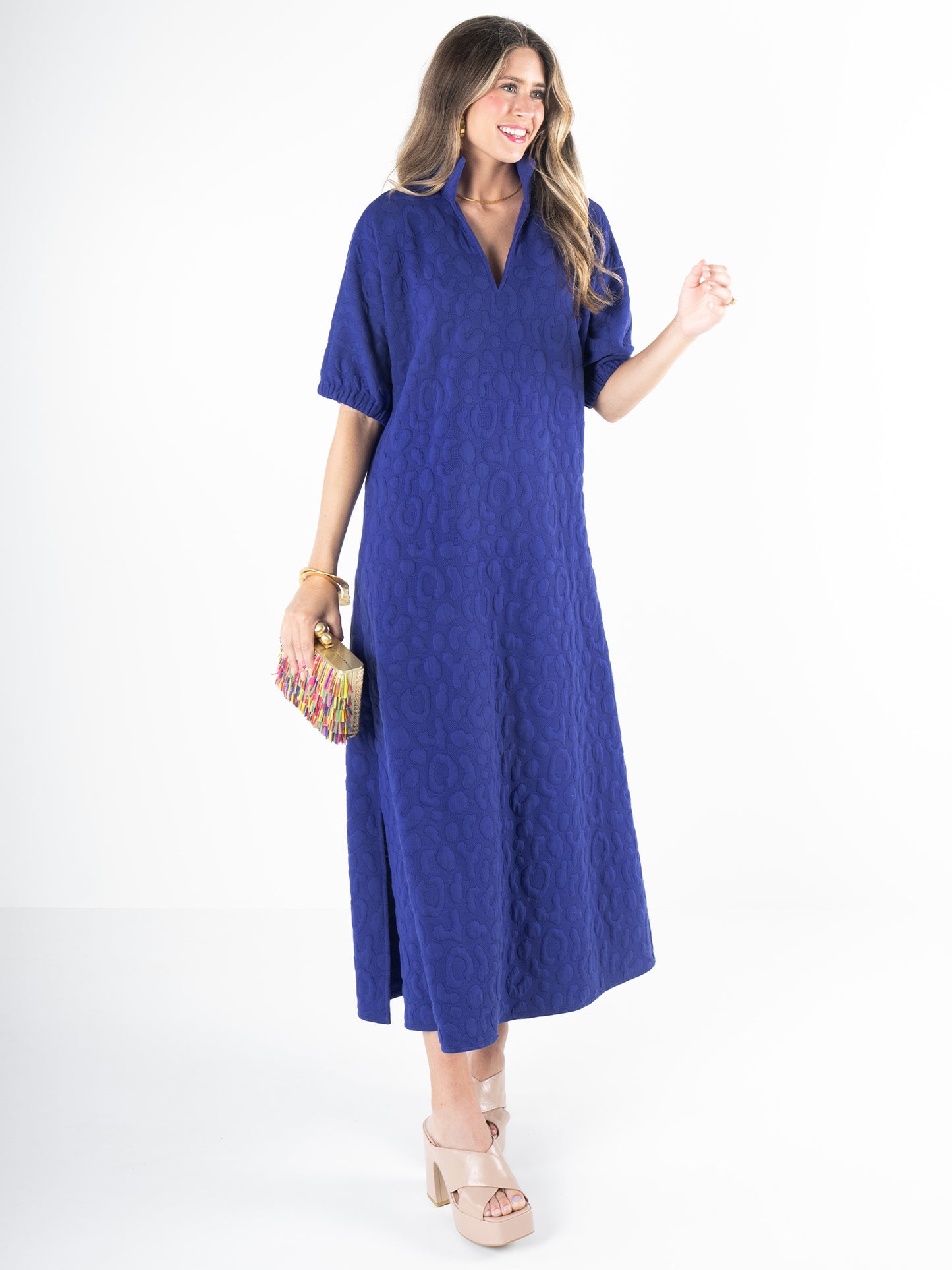 Poppy Maxi - Royal Blue Cheetah