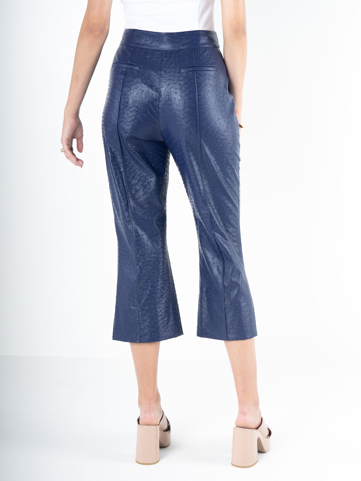 Saylor Pant - Navy Vegan Ostrich Leather