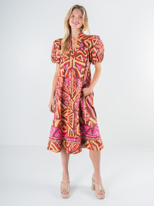 Hampton Dress - Tribal Palm