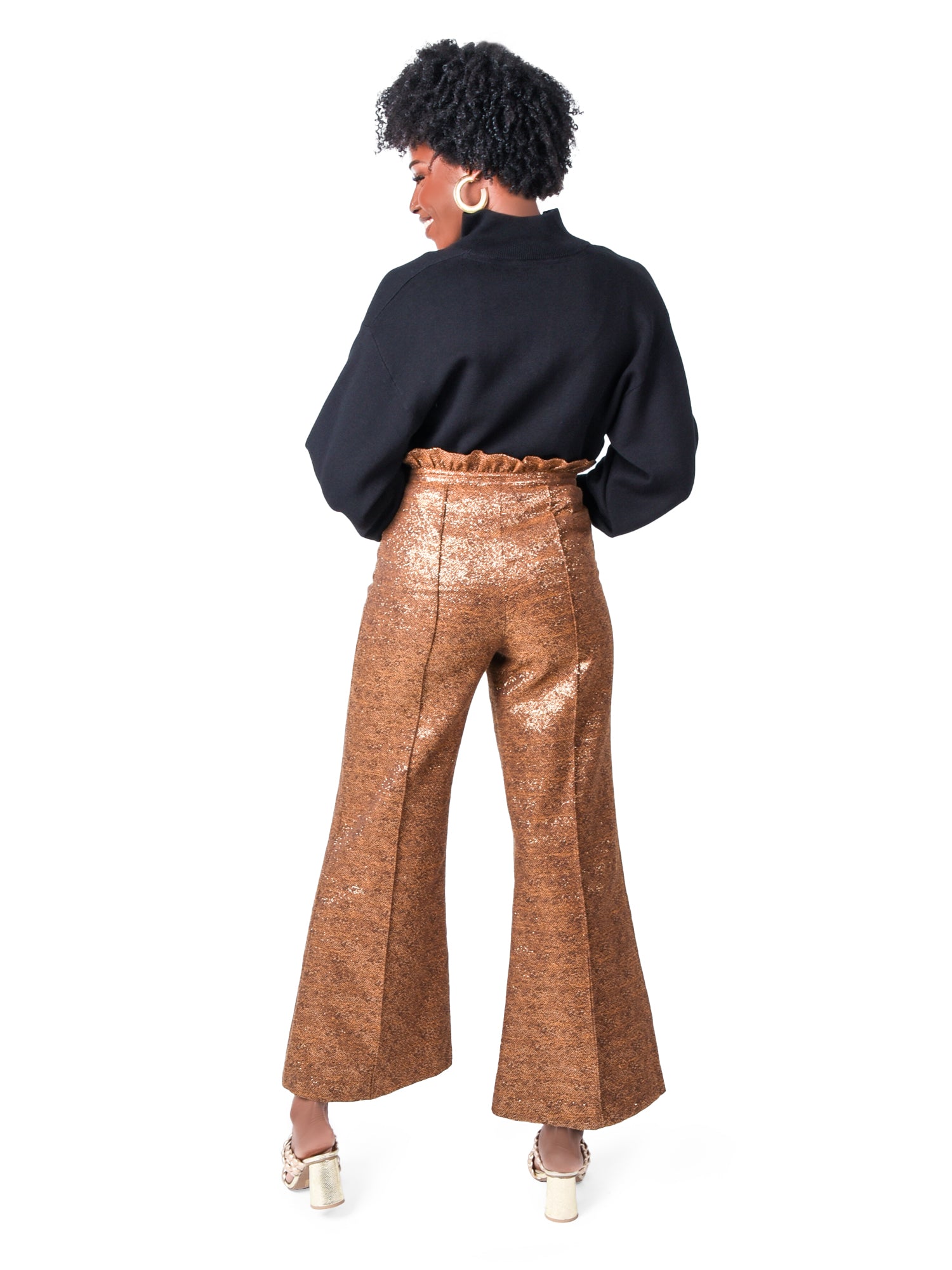 SUBLATIONS GLITTY TWEED FLARE TROUSERS - スラックス