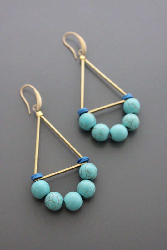 Triangle Turquoise Statement Earrings