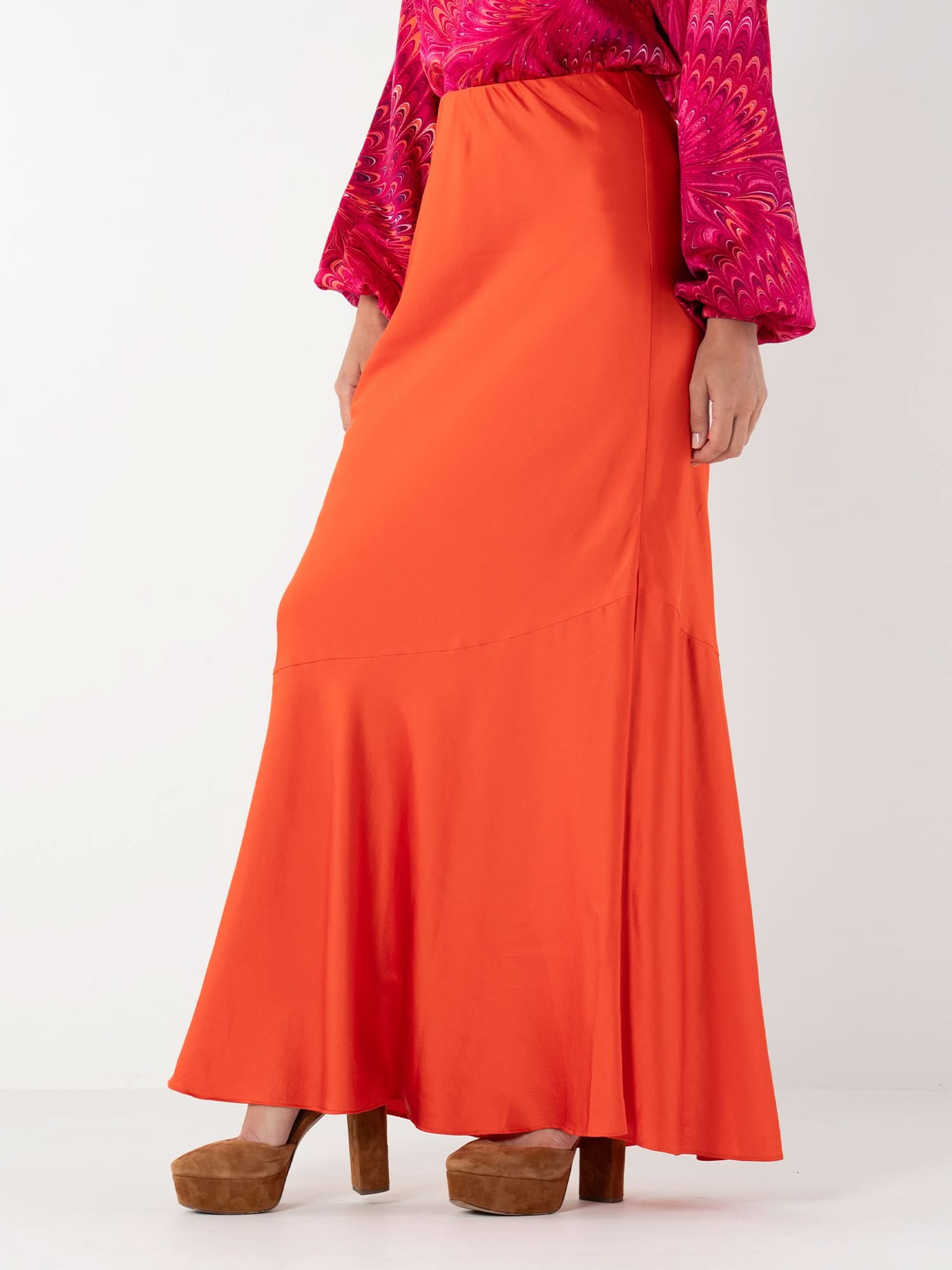 Bias Skirt in Tangerine – Emily McCarthy
