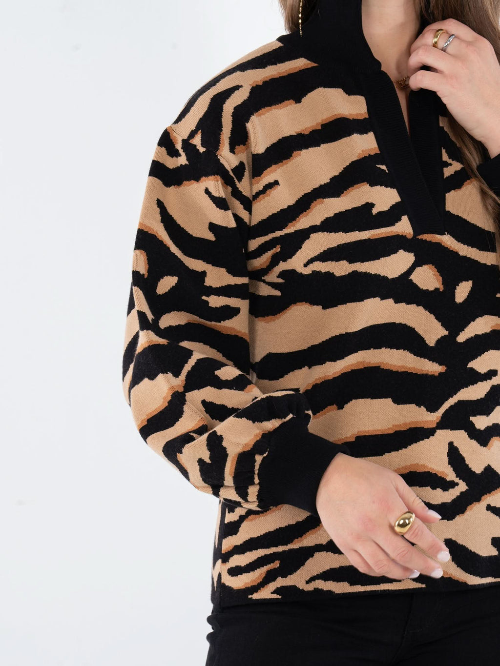 Animal Print Twisted Open Back Sweater Animal Print Twist Open - Main Image