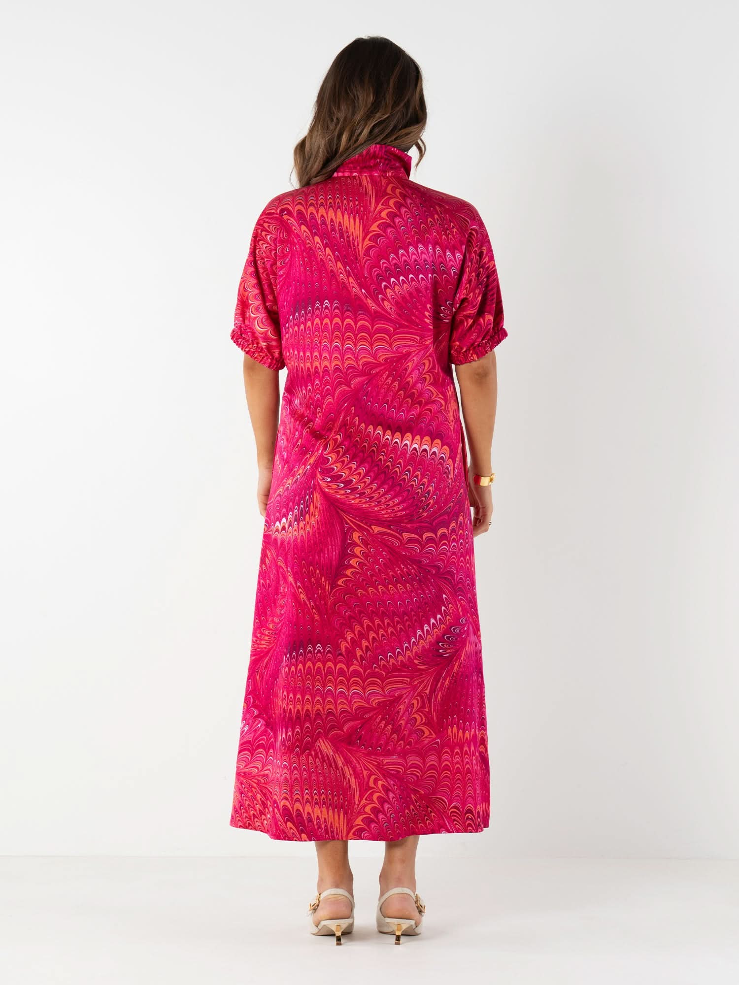 POPPY フレアキャミチュニック ピンク ローズ柄 USED arnazjumpsuit-gxbrightfuchsia-