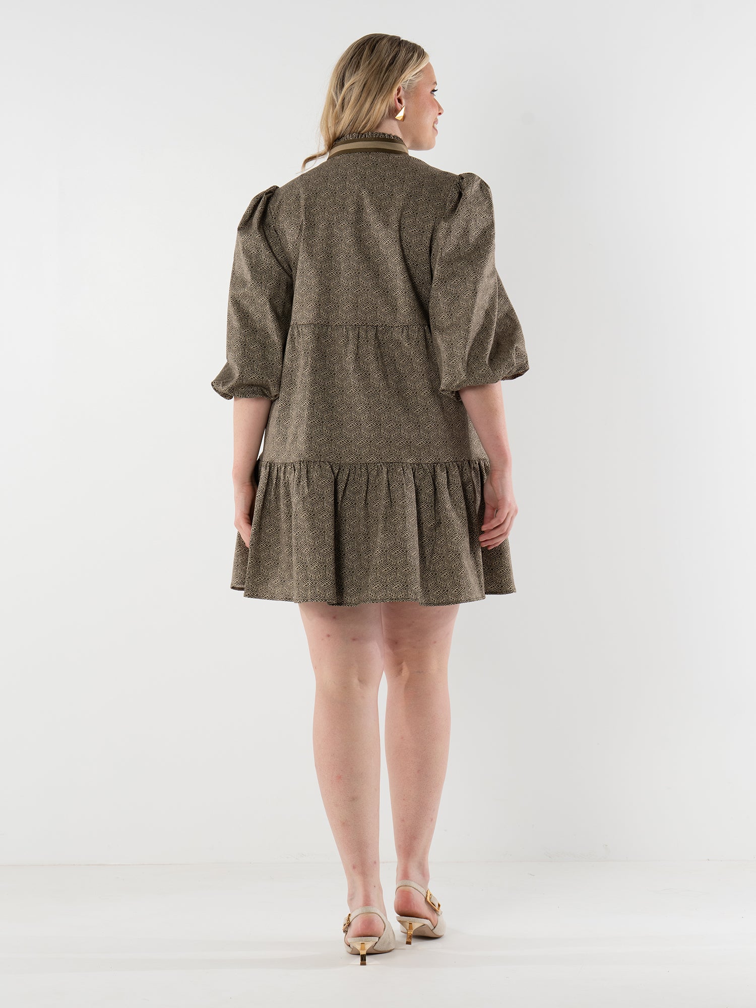 Sadie Dress in Green Tonal Monogram – Emily McCarthy