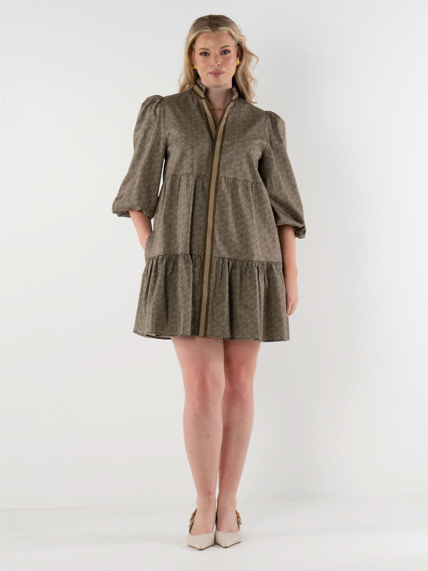 Sadie Dress in Green Tonal Monogram – Emily McCarthy