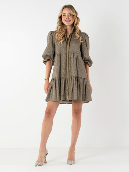 Sadie Dress in Green Tonal Monogram – Emily McCarthy