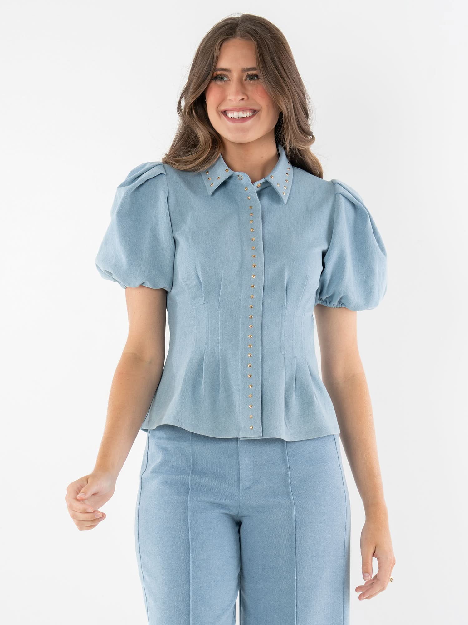 Britt Top in Denim – Emily McCarthy
