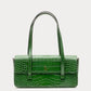 Small Slim Tote Croc Embossed Leather - Green