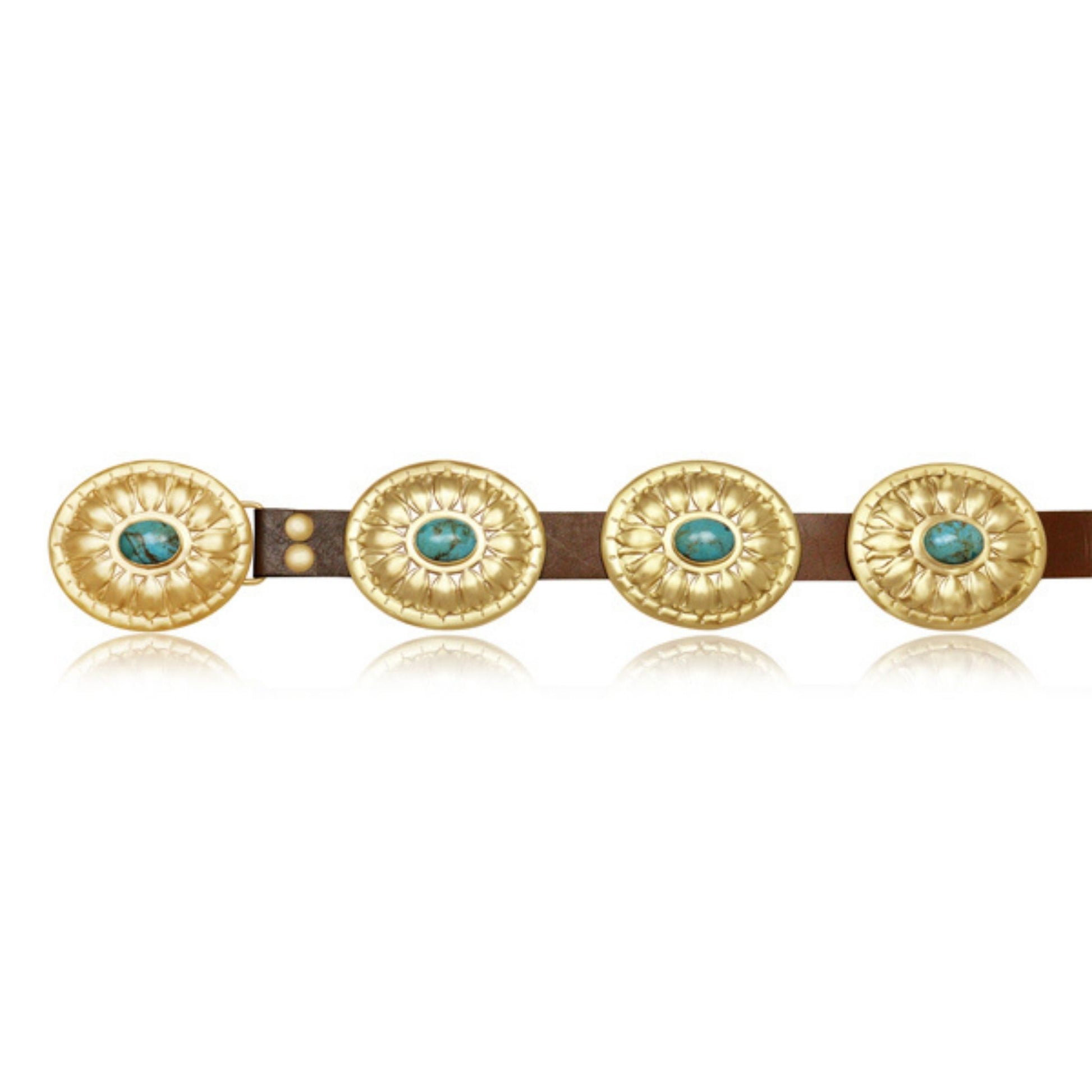 Turquoise & Brass Concho Belt