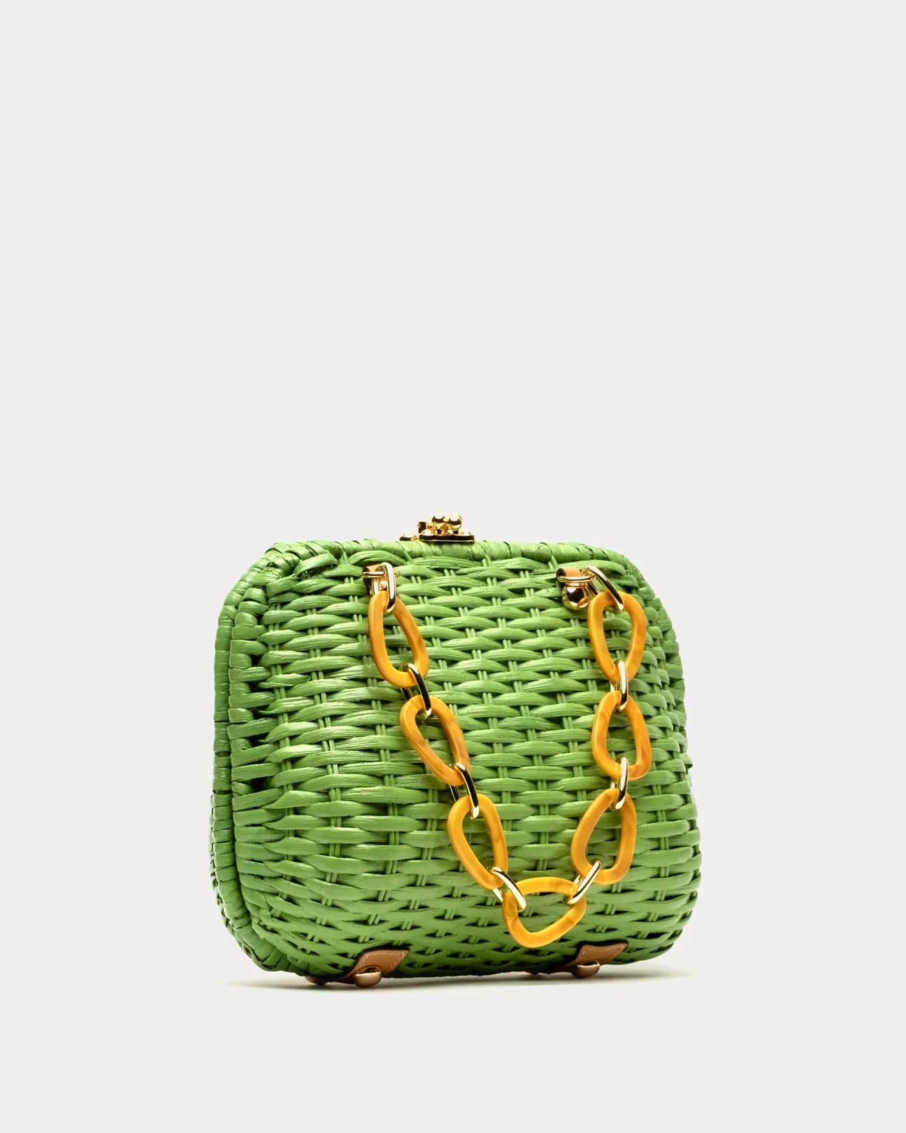 Hen Bag Peony Wicker - Lime Green